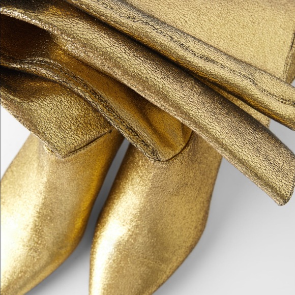 ZARA Metallic Kitten Heel Boot 6.5 7.5 - Picture 3 of 8